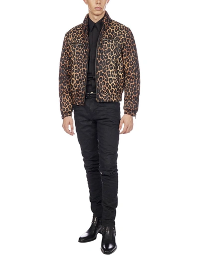 Shop Saint Laurent Leopard Print Jacket In Multi