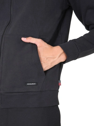 Shop Woolrich Zipped Sweatshirt In Black