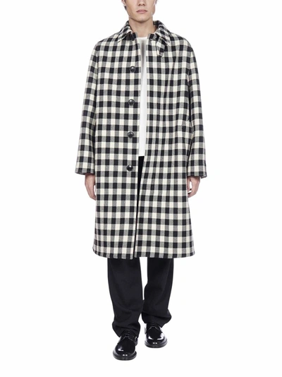 Shop Ami Alexandre Mattiussi Ami Embroidered Checked Mac Coat In Multi