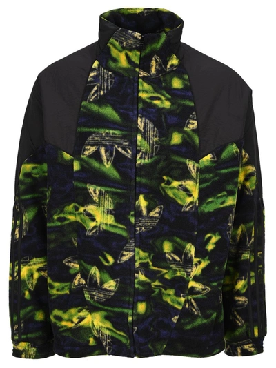 Shop Adidas Originals Big Trefoil Printed Polar Fleece Track Jacket In Multi