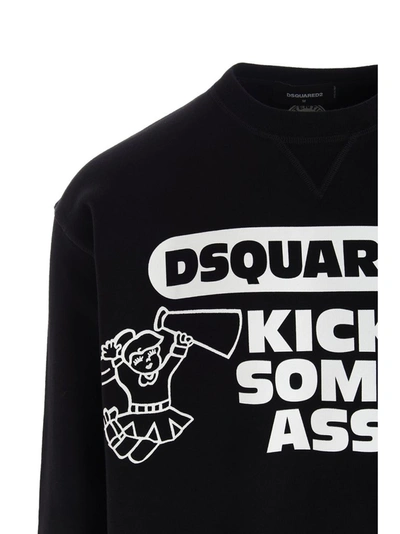 Shop Dsquared2 Kick Some Ass Print Sweatshirt In Black