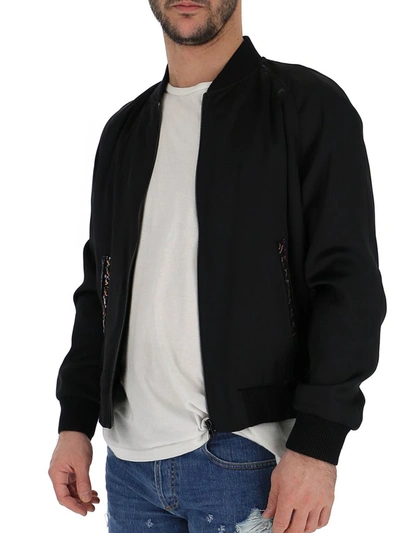 Shop Saint Laurent Varsity Embroidered Jacket In Black