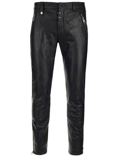 Shop Alexander Mcqueen Leather Biker Pants In Black
