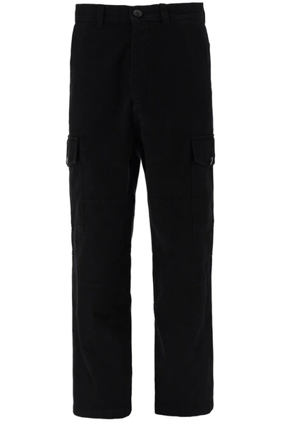 Shop Ami Alexandre Mattiussi Ami Straight Leg Cargo Trousers In Black