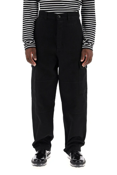 Shop Ami Alexandre Mattiussi Ami Straight Leg Cargo Trousers In Black
