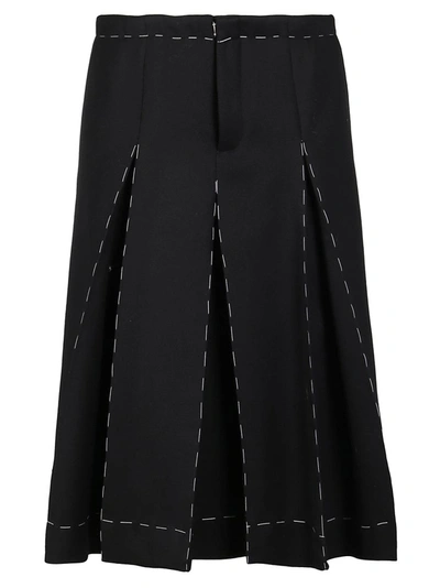 Shop Maison Margiela Contrast Stitching Pleated Culottes In Black