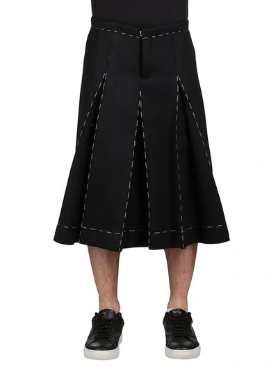 Shop Maison Margiela Contrast Stitching Pleated Culottes In Black