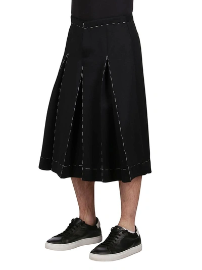 Shop Maison Margiela Contrast Stitching Pleated Culottes In Black
