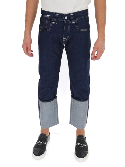 Shop Junya Watanabe X Levi's Contrast Panelled Cropped Jeans In Blue