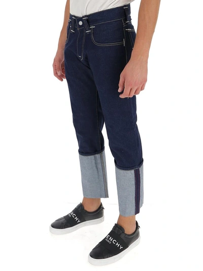 Shop Junya Watanabe X Levi's Contrast Panelled Cropped Jeans In Blue