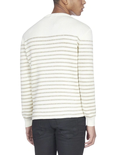Shop Saint Laurent Striped Crewneck Sweater In Multi