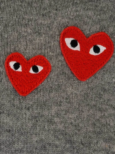 Shop Comme Des Garçons Play Heart Patch Knit Sweater In Grey