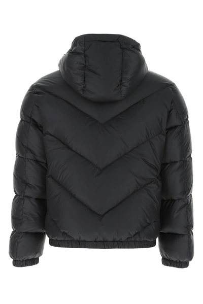 Shop Versace Hooded Padded Down Jacket In Black