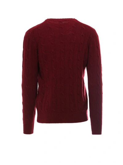 Shop Etro Logo Embroidered Cable Knit Sweater In Brown