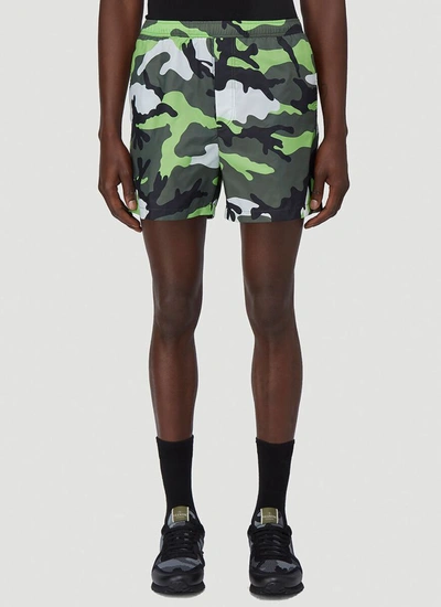 Shop Valentino Camouflage Print Swimming Shorts In Green