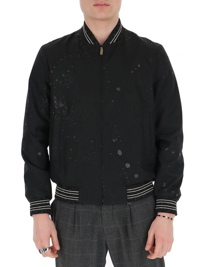 Shop Saint Laurent Paint Droplets Print Jacket In Black