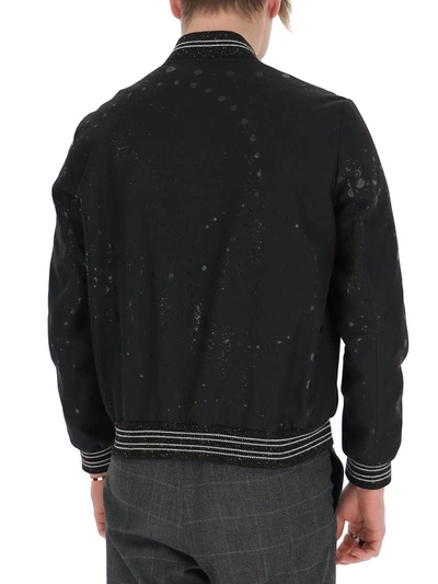 Shop Saint Laurent Paint Droplets Print Jacket In Black