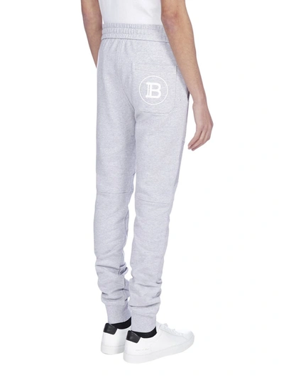 Shop Balmain Logo Printed Track Pants In Grey