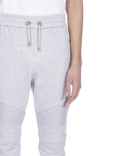 Shop Balmain Logo Printed Track Pants In Grey