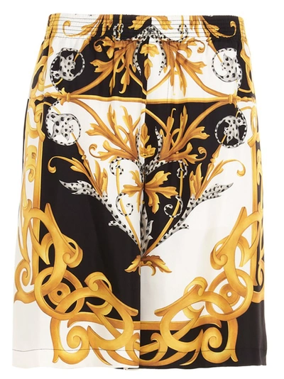 Shop Versace Baroque Print Shorts In Multi