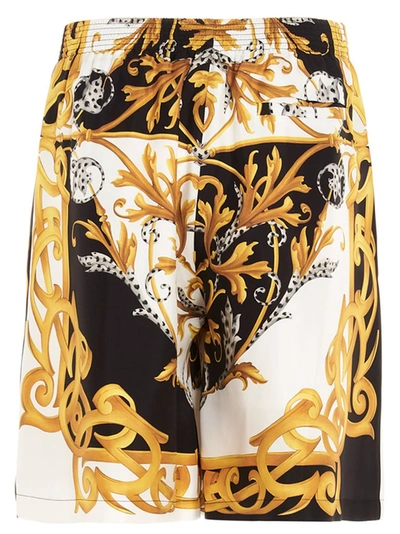 Shop Versace Baroque Print Shorts In Multi