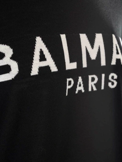 Shop Balmain Logo Knitted Sweater In Black