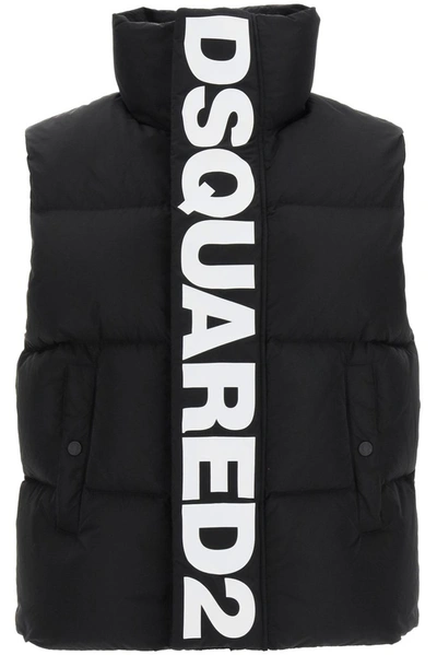 Shop Dsquared2 Logo Puffer Vest In Black