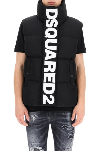 Shop Dsquared2 Logo Puffer Vest In Black