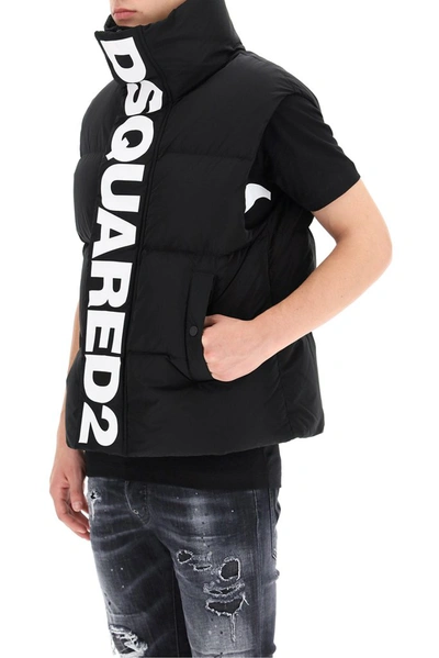 Shop Dsquared2 Logo Puffer Vest In Black