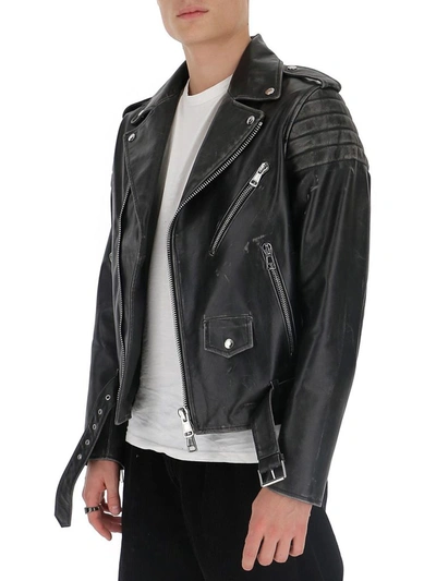 Shop Valentino X Undercover Leather Biker Jacket In Black