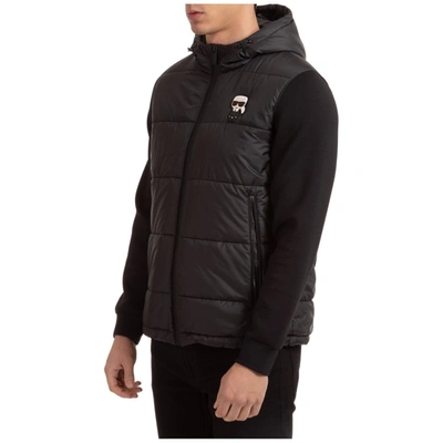 Shop Karl Lagerfeld K/ikonik Hooded Puffer Jacket In Black