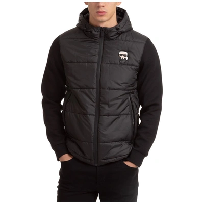 Shop Karl Lagerfeld K/ikonik Hooded Puffer Jacket In Black