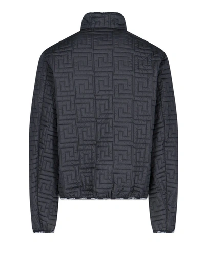 Shop Versace Greca Padded Jacket In Black