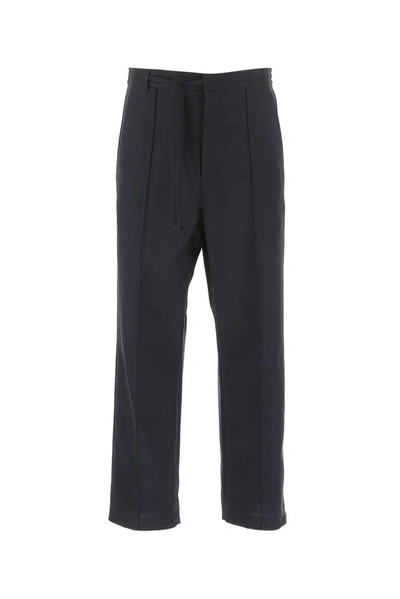Shop Maison Margiela Belted Straight Leg Trousers In Navy