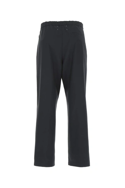 Shop Maison Margiela Belted Straight Leg Trousers In Navy