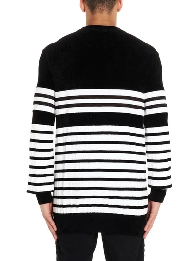 Shop Balmain Logo Striped Jumper In Multi