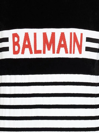 Shop Balmain Logo Striped Jumper In Multi