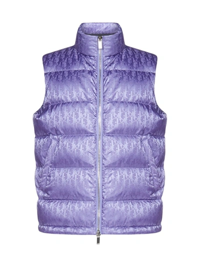 Dior Logo Motif Zipped Gilet In Pink & Purple | ModeSens