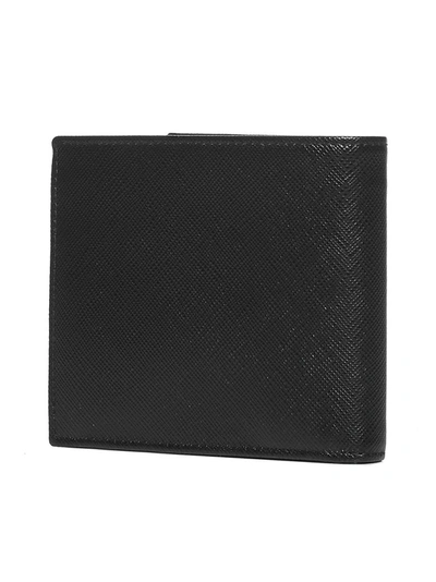 Shop Prada Logo Plaque Bifold Wallet In Black