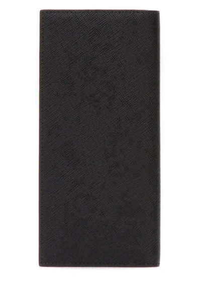 Shop Prada Saffiano Document Holder Wallet In Black
