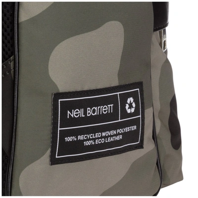 Shop Neil Barrett Camouflage Print Logo Patch Backpack In Green