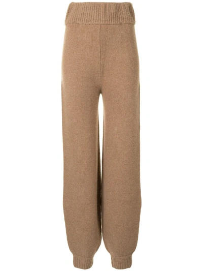 Shop Khaite The Joey Knitted Trousers In Brown