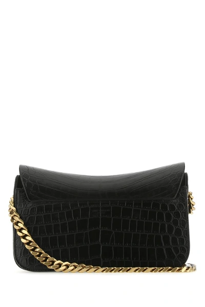 Shop Saint Laurent Elise Embossed Shoulder Bag In Black