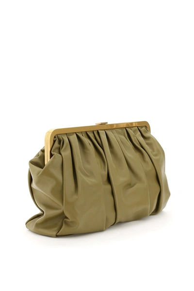 Shop Mansur Gavriel Wave Frame Clutch In Green