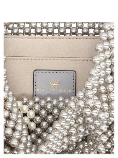 Shop Anya Hindmarch Eyes Pearl Tote Bag In Silver