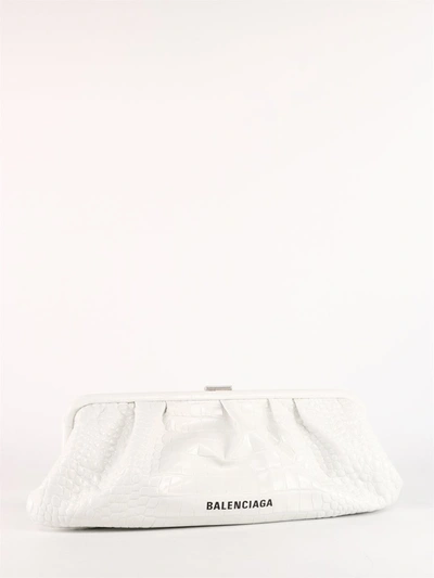 Shop Balenciaga Cloud Xl Clutch Bag In White