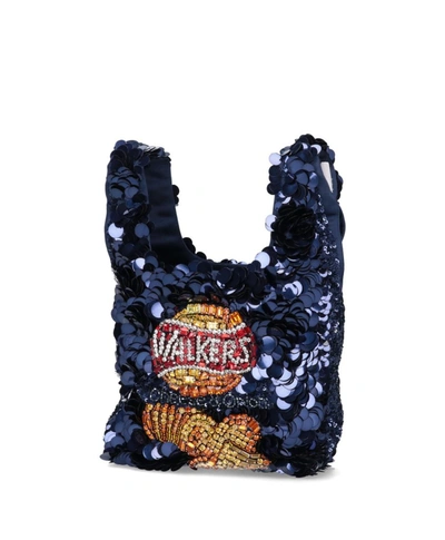 Shop Anya Hindmarch Walkers Sequin Tote Bag In Blue