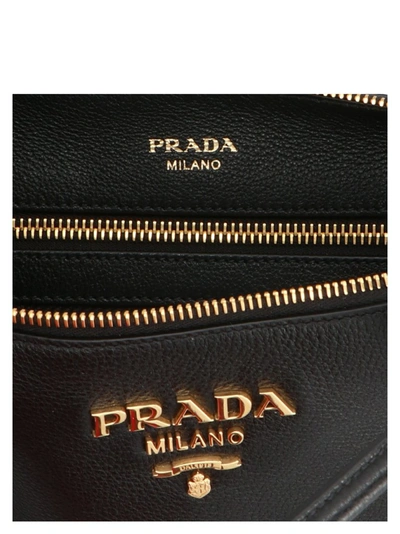 Shop Prada Logo Plaque Shoulder Bag In Black