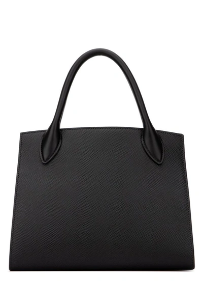 Shop Prada Saffiano Monochrome Small Tote Bag In Black