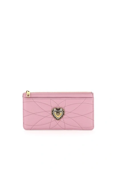 Shop Dolce & Gabbana Devotion Zipped Cardholder In Pink